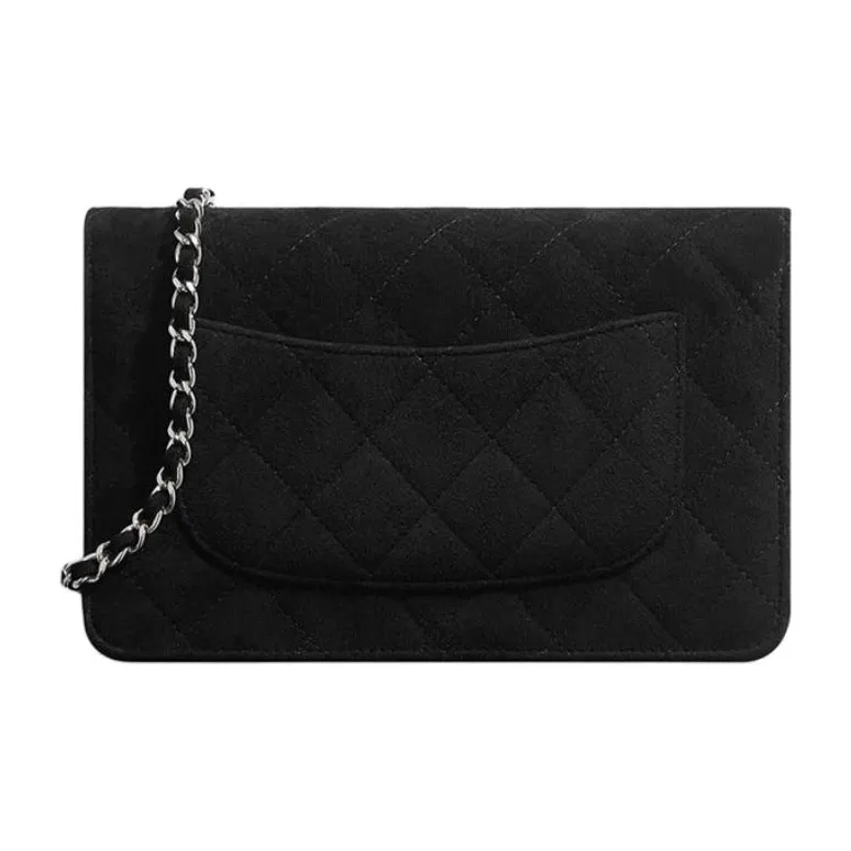 CHANEL Suede Shoulder Bag, Crossbody Bag, Handbag Women's Black-1