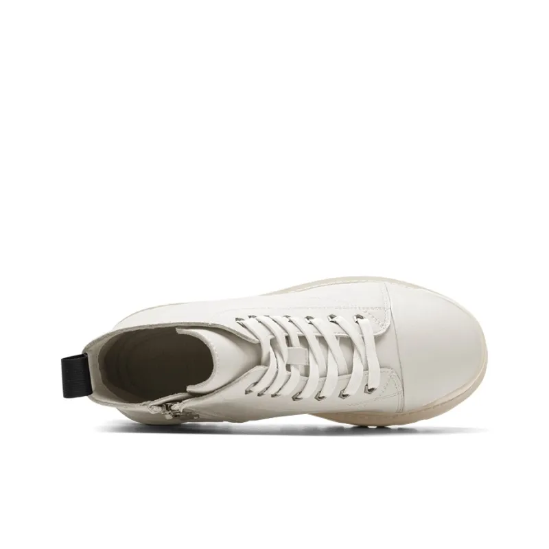He Jinchang Short Martin Boot Women's White-4