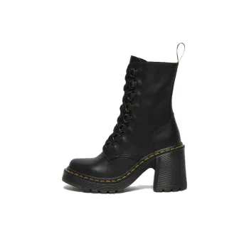 Dr.Martens Chesney Leather Flared Heel Lace Up Boots 'Black' Women's