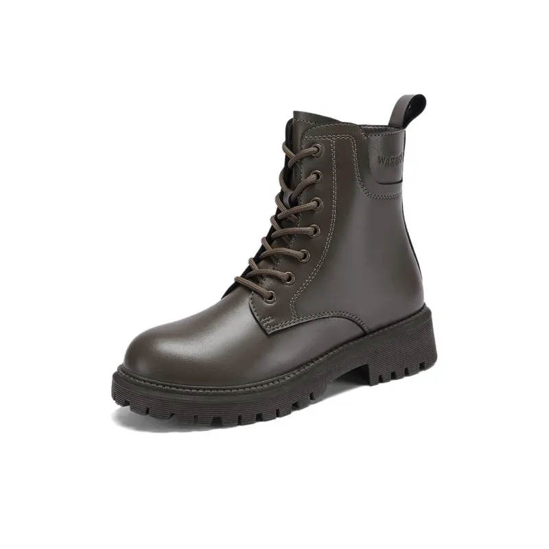 Warrior Short Mid Calf Martin Boot 4.5cm Women's Brown-1