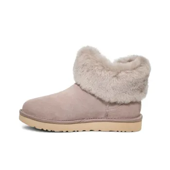 UGG Cinched Fur Mini Snow Boots Grey Women's
