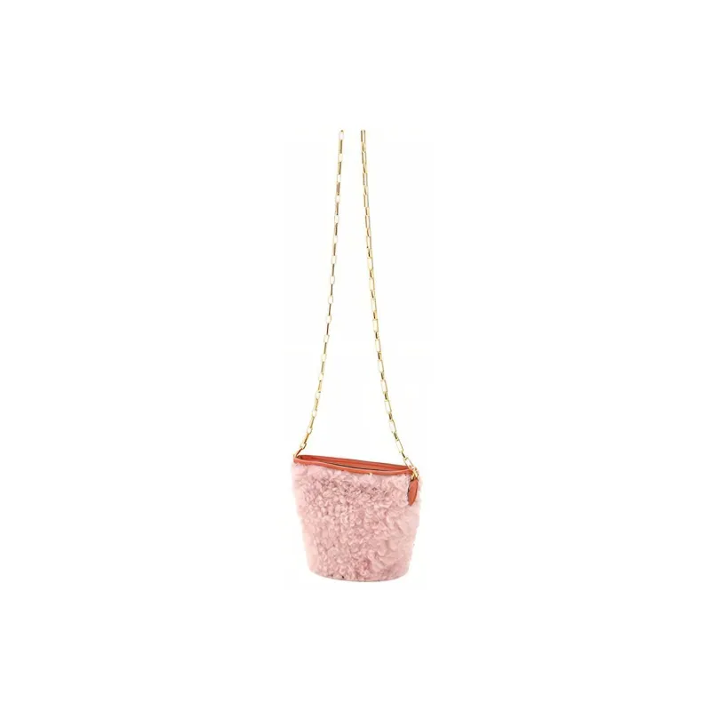 MARNI Shearling With Calfskin Accents Chain Bag Shoulder Bag Crossbody Bag Women's Pink-2