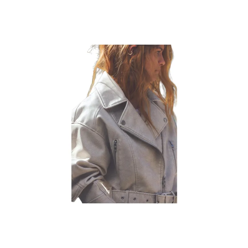 ZARA Leather Jacket Women's White-3