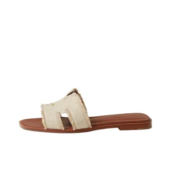 HERMES Oran Slide Slippers Women's Beige Brown