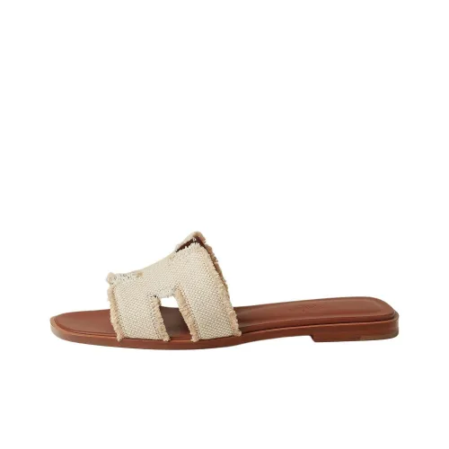 HERMES Oran Slide Slippers Women's Beige Brown
