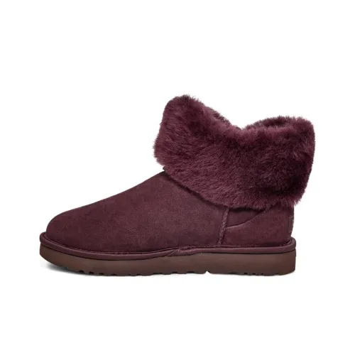 UGG Cinched Fur Mini Snow Boots Purple/Red Women's
