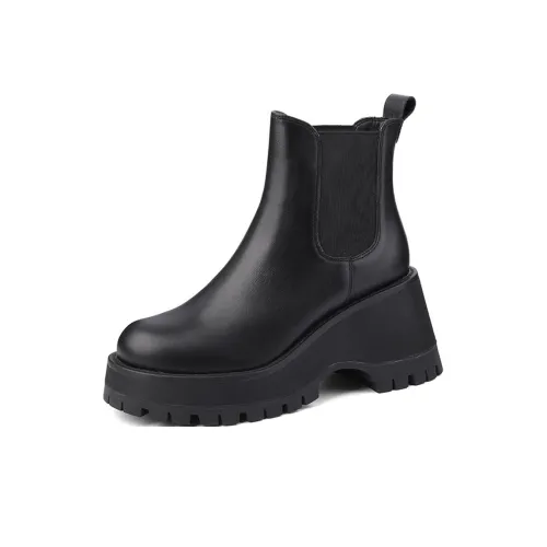 EASTTATALL Crew Platform Height Increasing Chelsea Boots 8cm Women's