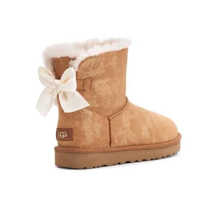 UGG Mini Bailey Bow Glimmer Chestnut Women's-3