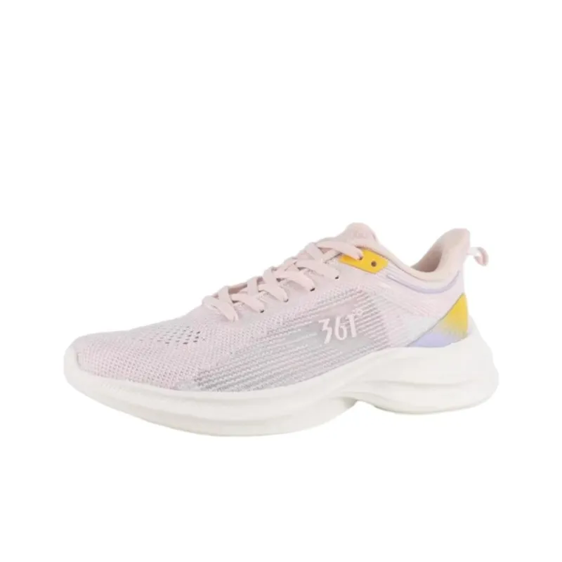 361° Cushioning Wear Resistant Low Top Running Shoes Women's Pink Yellow-2