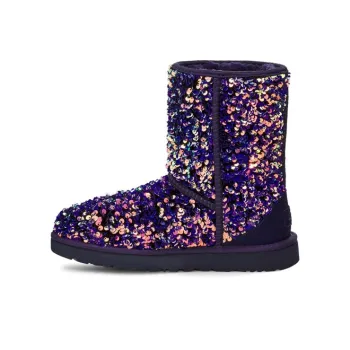 UGG Classic Short Stellar Sequin Snow Boots Black/Blue/Purple Women's