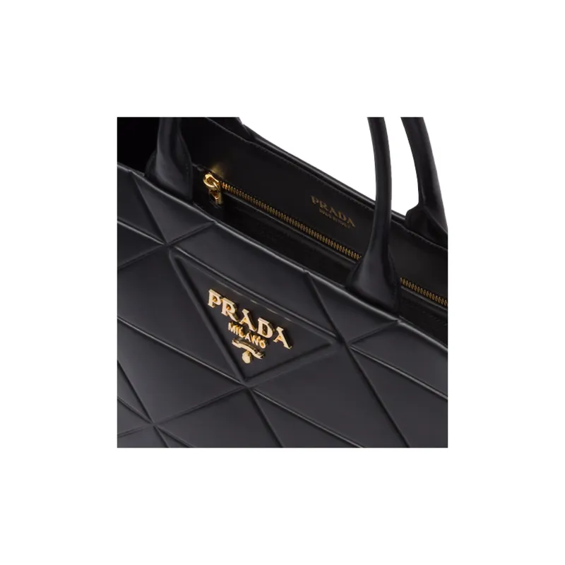PRADA Leather Tote Bag Shopping Bag Handbag Large Size Women's Black-4