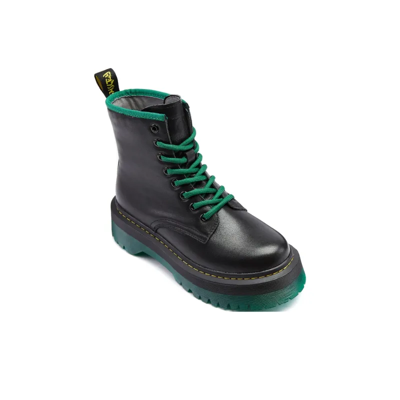 SMILEY Martin Boots Women's Black/Green-2