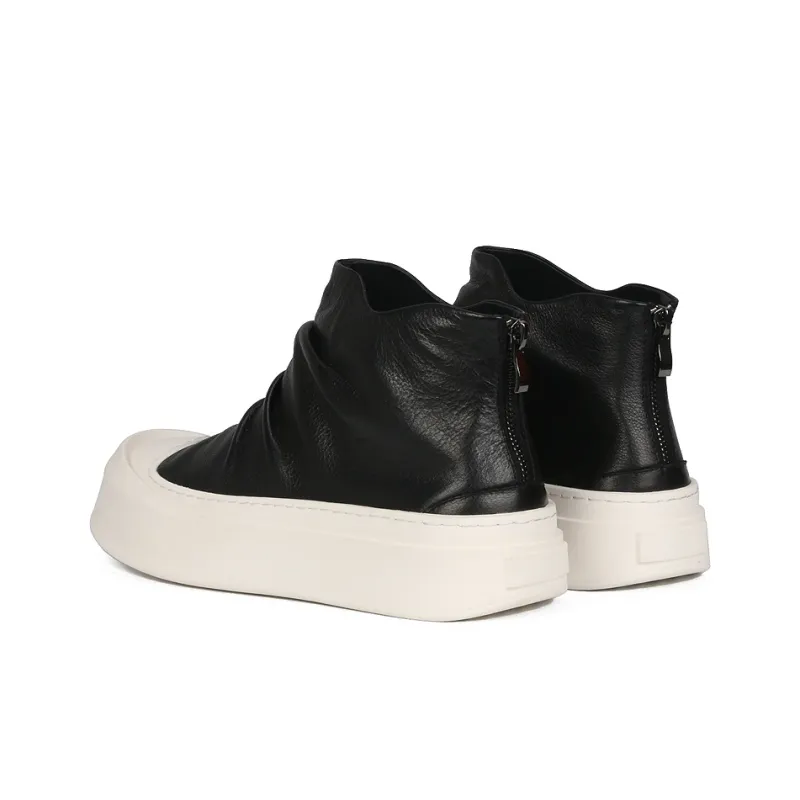 Thai Points Ankle Boots Medium Heel Men's Black-4