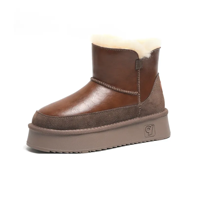O.L Warm Wear-Resistant Height Increasing Slip-Resistant 12cm Snow Boots Women's-7