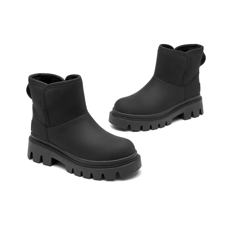 Beau Today Synthetic Leather Warm Crew Snow Boots Women's-3