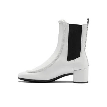 Ecco Body Sculpting Square Toe Chelsea Boots 5cm Women's White
