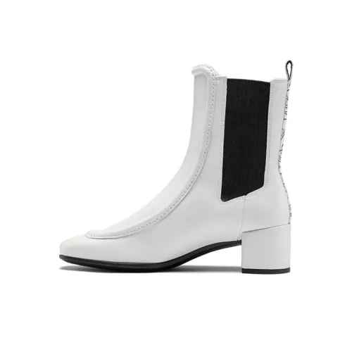 Ecco Body Shaping Square Toe Chelsea Boots 5cm Women's White
