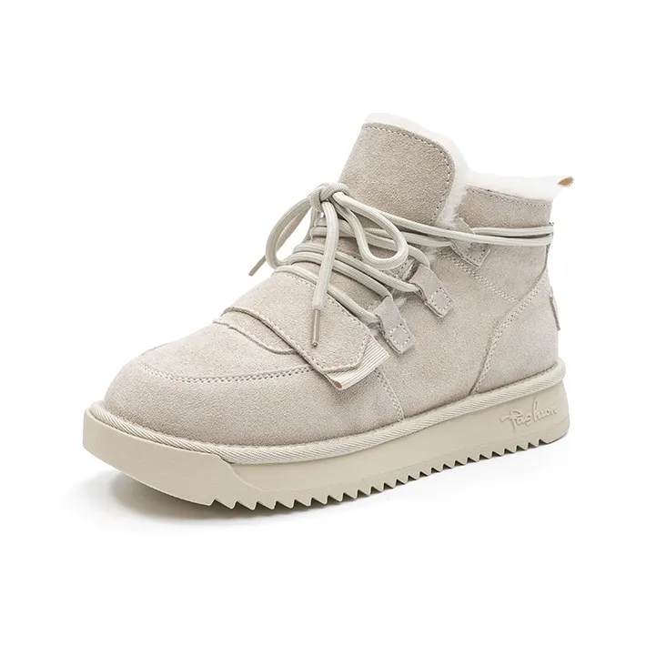 C°BANNER Short Snow Boots Women's Beige Gray-1