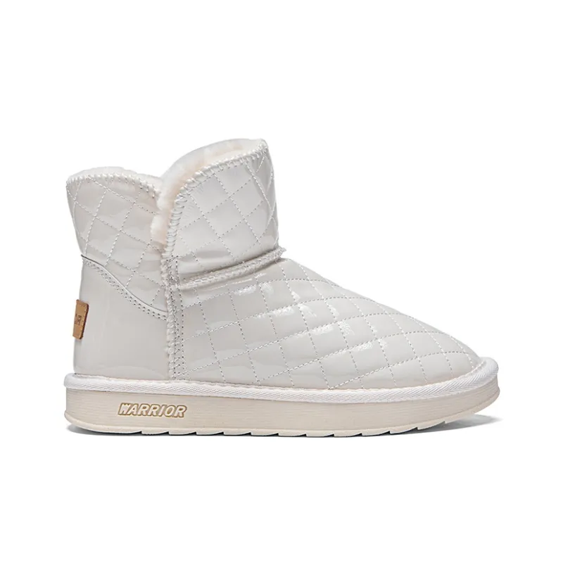Warrior Fleece Lined Cotton Blend Warm Short Snow Boots Women's Ecru-1