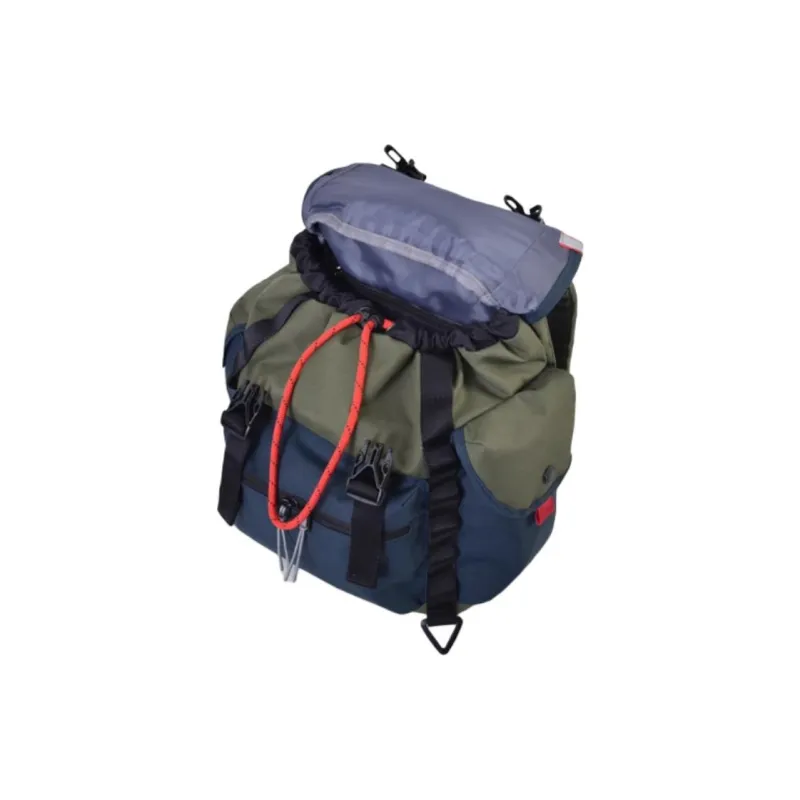FX CREATIONS Polyester Backpack Men's Army Green With Blue Accents-4
