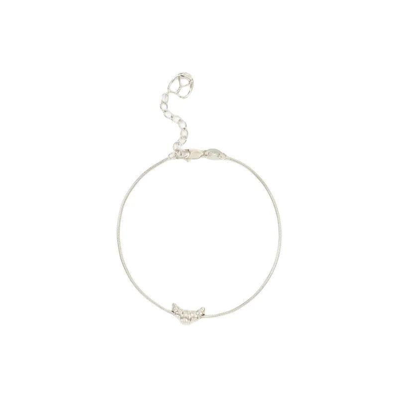 ALFIR 925 Sterling Silver Croissant Bag/Baguette/Brioche Bracelet Gold/Silver Unisex-2