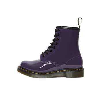 Dr.Martens Lens Patent Leather 8 Martin Boots Black Purple Women's
