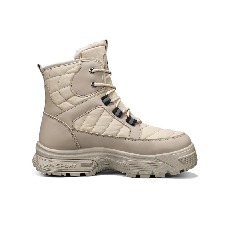 Binary Thermal Height Increasing Slip Resistant Coverage Snow Boots Men's Khaki-1