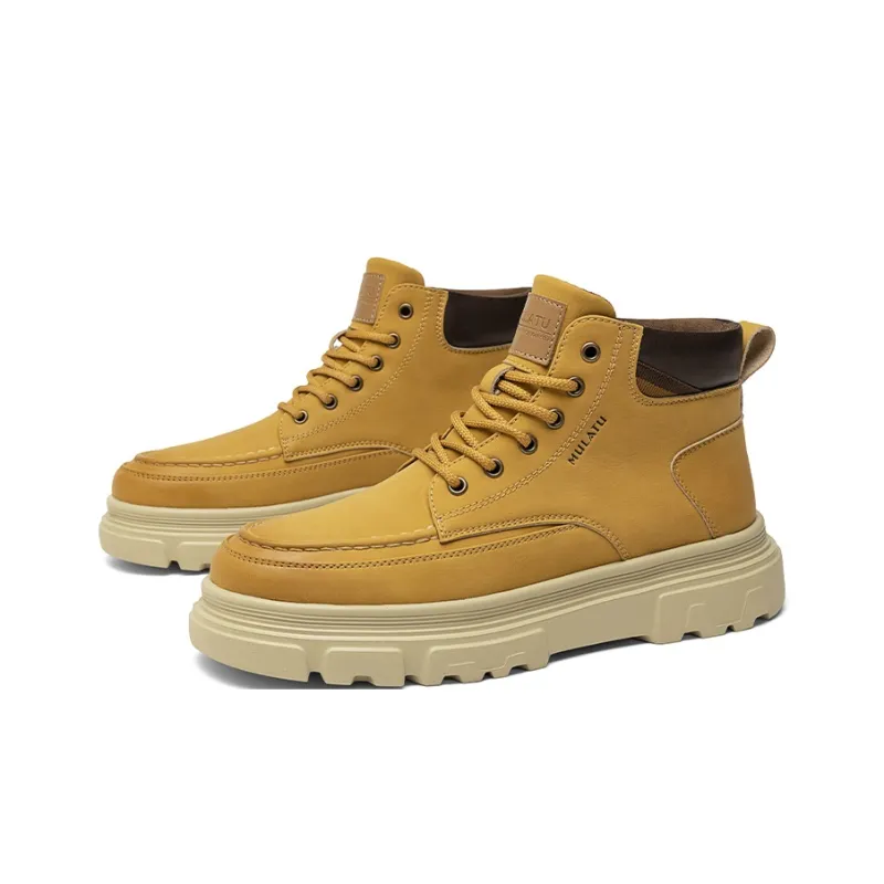 GERTOP Martin Boots Men Black, Yellow-7