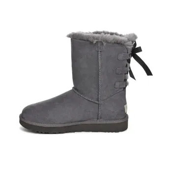 UGG Short Bow Stiefel Fleece Lined Gray Women's