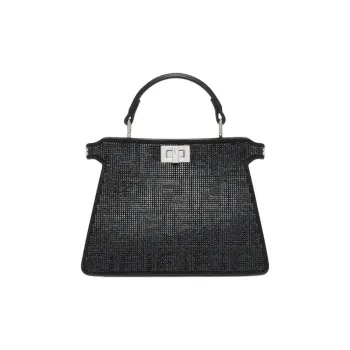 FENDI Peekaboo ISeeU Suede One Shoulder Handbags Small Size Women's Black