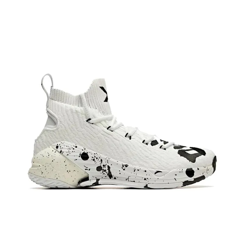 Anta KT4 Cushioning Anti Slip And Wear Resistant High Top Basketball Shoes Men's White Black-1