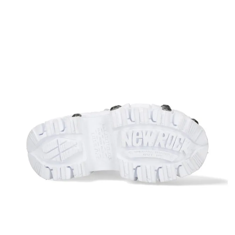 NEW ROCK Ankle Boots 10cm Unisex White-7