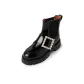 Black Rhinestone Buckle Fleece-Lined
