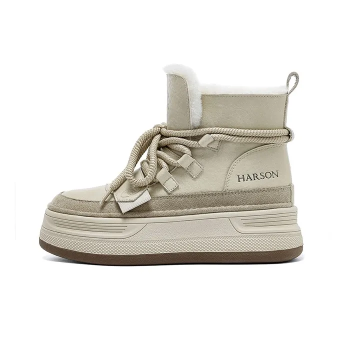 HARSON Warm Coverage Height Increasing Water-Resistant Slip-Resistant Short Mid-Calf Snow Boots Women's-8