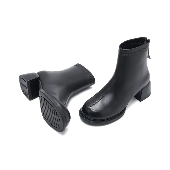 DAPHNE Ankle Boots Women's Black/Brown Fleece Lined-8
