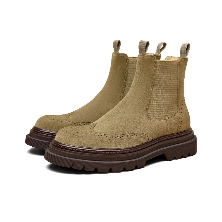 Beau Today Short Chelsea Boots 5.5cm Men's Khaki-3