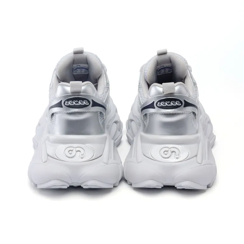 CN Skate Abrasion Resistant Breathable Height Increasing High Top Chunky Sneakers Women's Silver-3