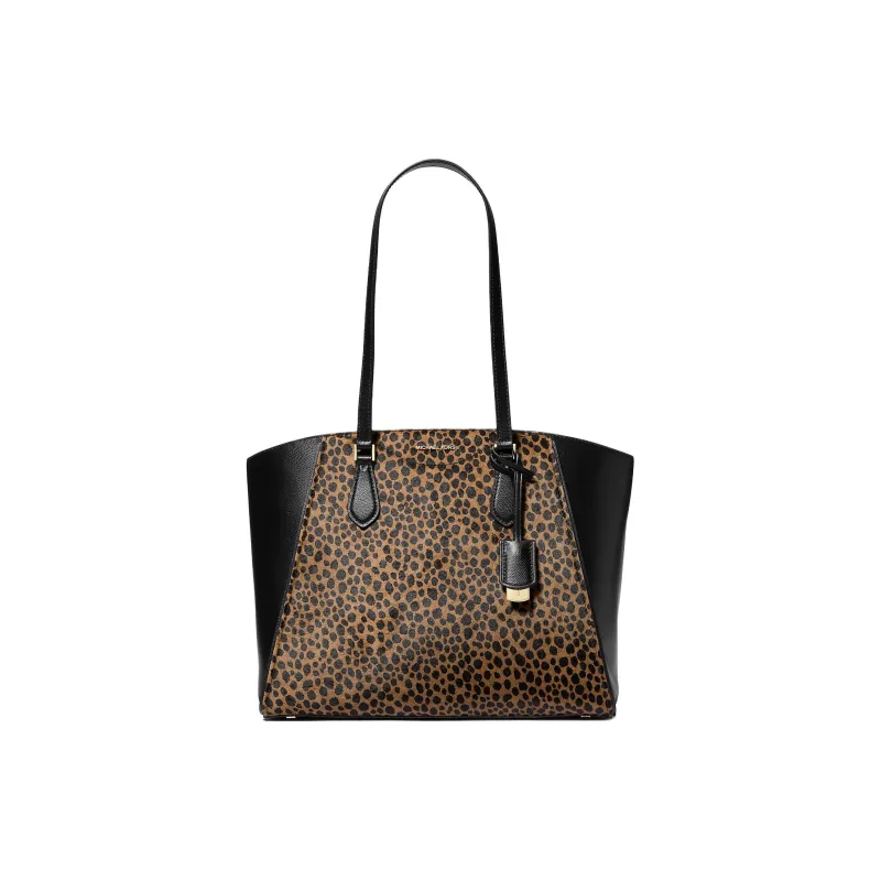 MICHAEL KORS TARYN Calf Hair Tote Bag Shopping Bag Handbag Shoulder Bag Large Size Women's Black & Brown-0