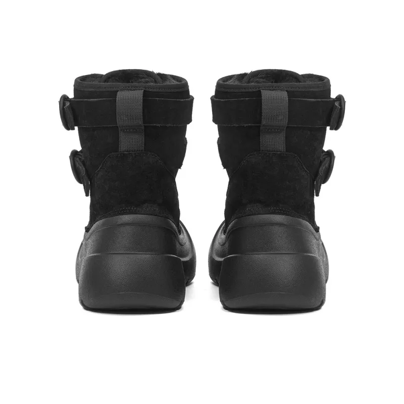 Ouder Snower Open Ended Smiley Collection Warm And Wear Resistant Crew Snow Boots Women's Black-4