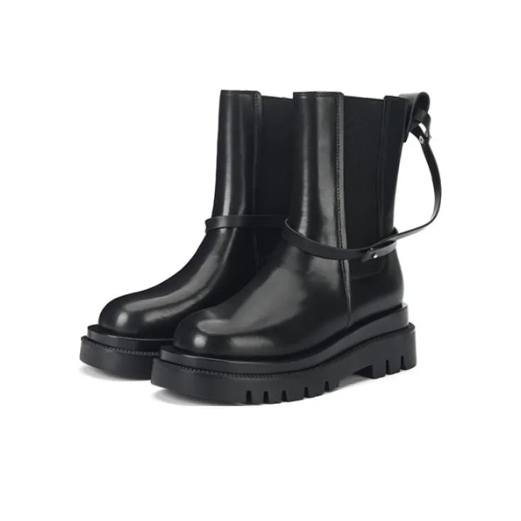 SATURDAY MODE Chelsea Boots Women's Red Brown/Black-3