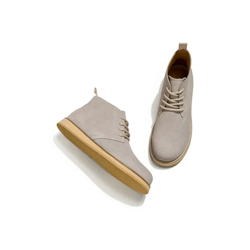 ZUWUDONG Ankle Boots Men Light Gray/Chocolate-4
