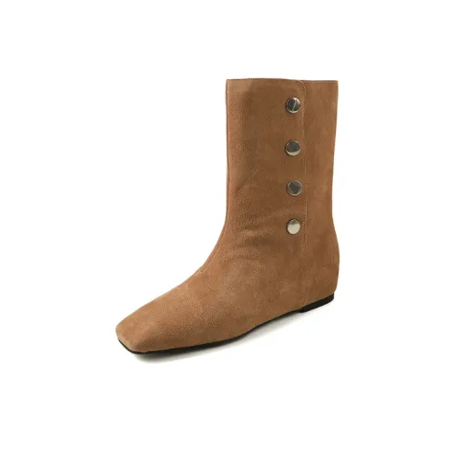 XIAOAJUE Ankle Boots Women's Black, Earth Yellow, Dark Brown