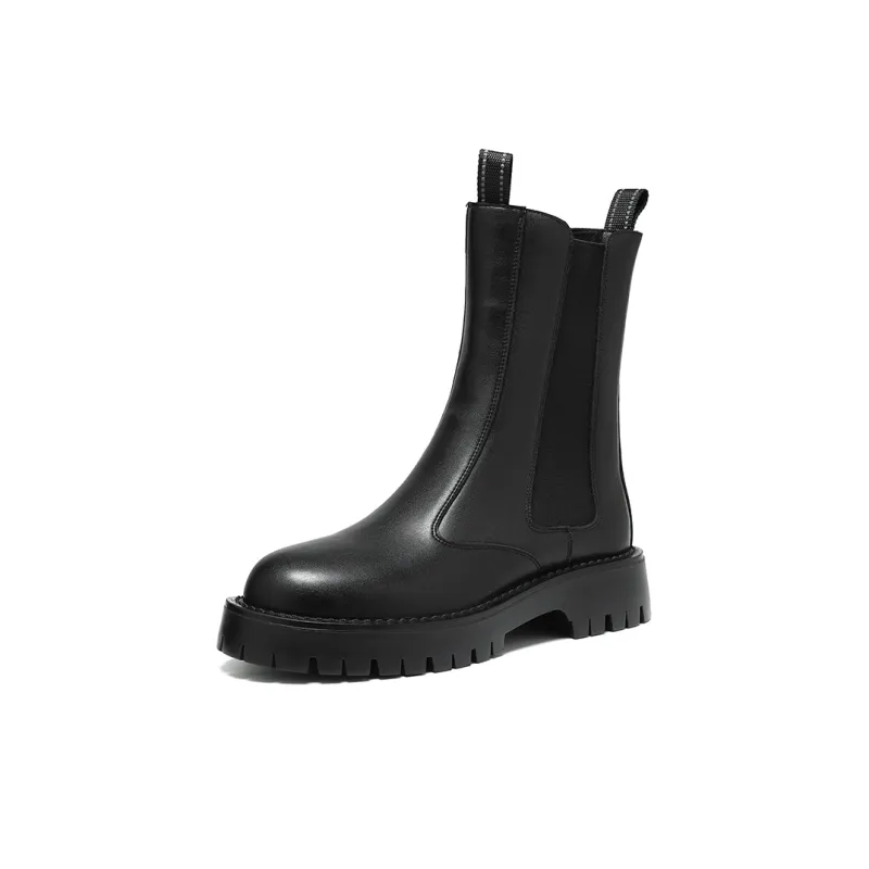 ZUWUDONG Crew Chelsea Boots Flat Men's Black-3