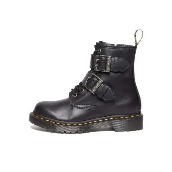 Dr.Martens 1460 Buckle Pull Up Leather Lace Up Boots 'Black Silver' Women's