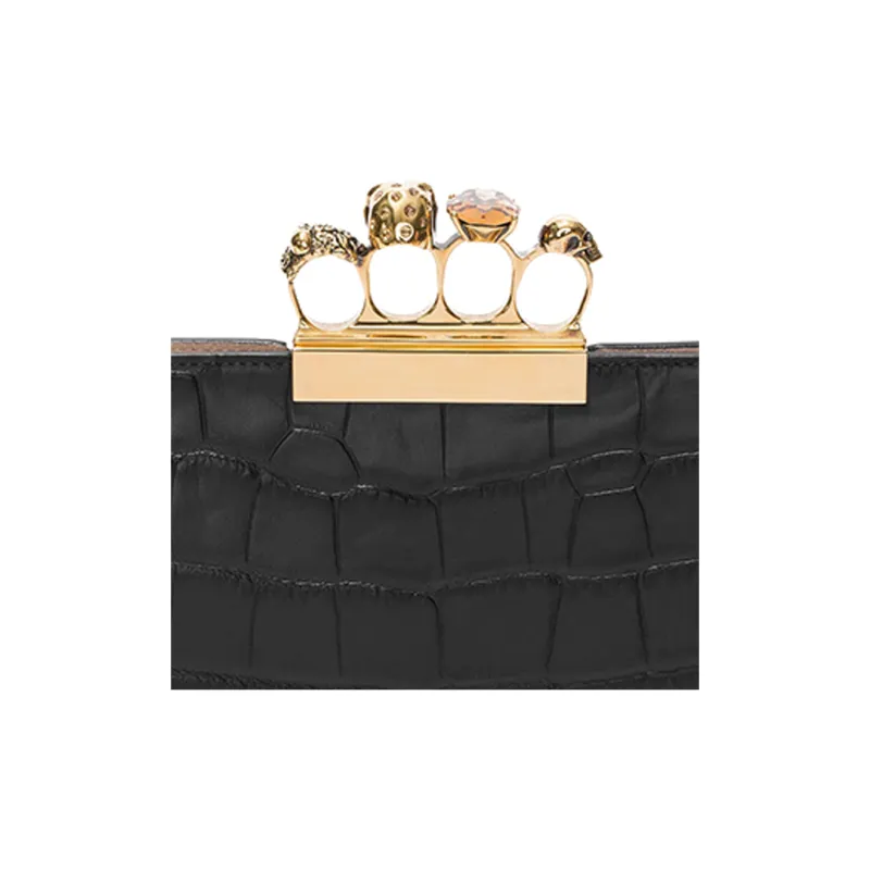 Alexander McQueen Cow Leather Purse Clutch Women's Black-4