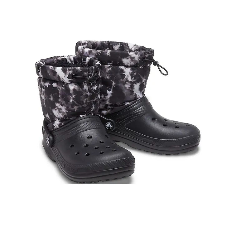 Crocs Classic Lined Neo Puff Tie Dye Boots 'Black White'-5