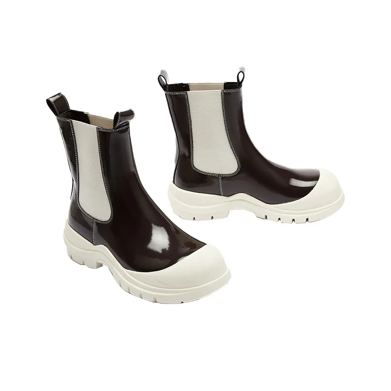 TOOMANYSHOES Chocolate Sundae Short Chelsea Boots 5.5cm Women's Brown-1