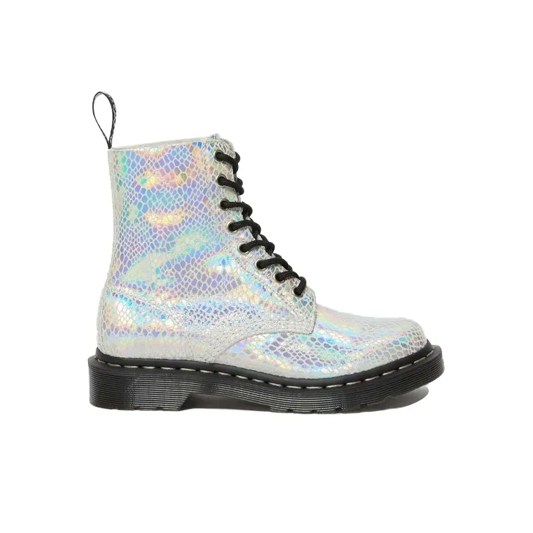 Dr.Martens 1460 Pascal Snake Metallic Silver Snake Pattern Women's-1