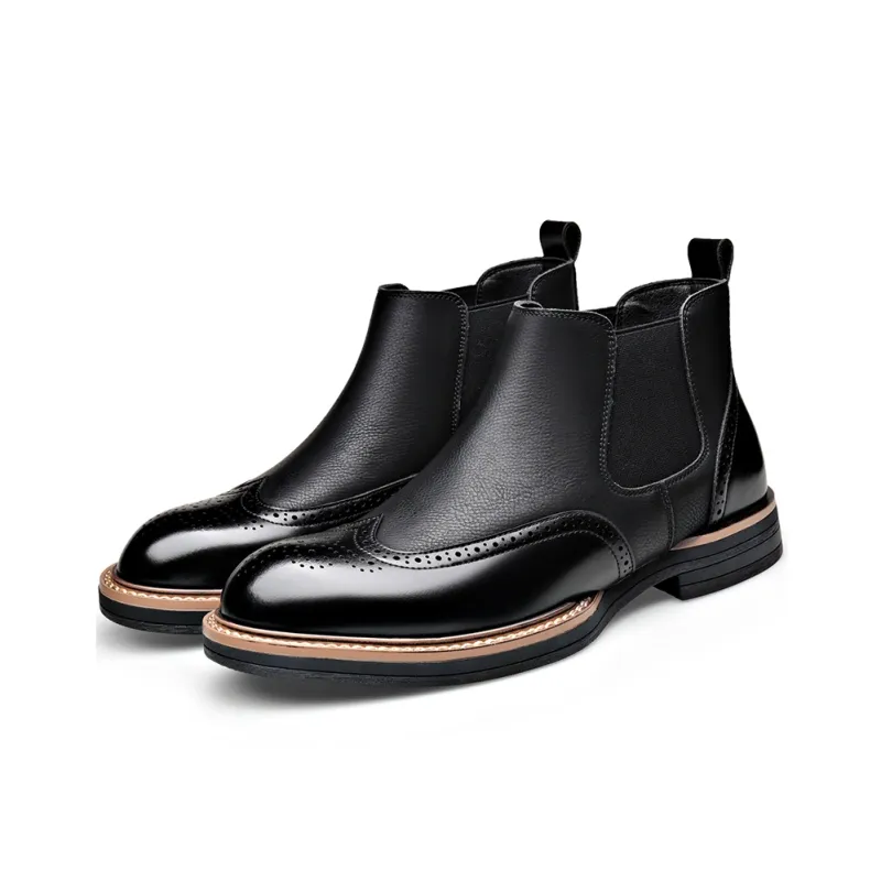 XIAOTOULANG Short Chelsea Boots Men's Black-8