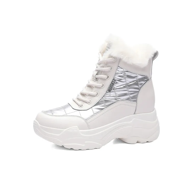 Golden Silk Rabbit Warm Wear Resistant Height Increasing Slip Resistant Short Snow Boots Women's-7